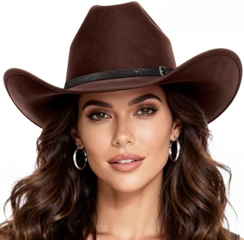 WAYCOM Western Cowboy Hat for Women: Wide Brimmed for Cowgirl - 2...