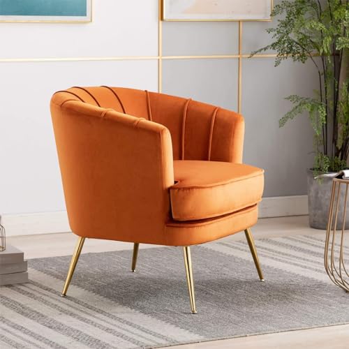 Image of Lakdi The Furniture Luxury Lounge Chair with Upholstered Velvet, Channel Tufted Back & Golden Tapered Legs, Stylish Seating for Living Room | 5 Years Warranty | Free Assembly - 15185231
