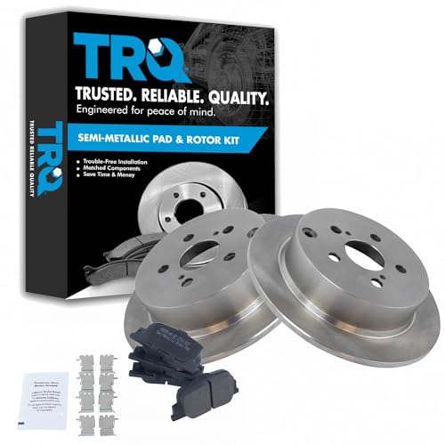 Image of TRQ Rear Brake Pad and Rotor Set Semi Metallic Solid Rotors | For 2005-2010 Scion tC