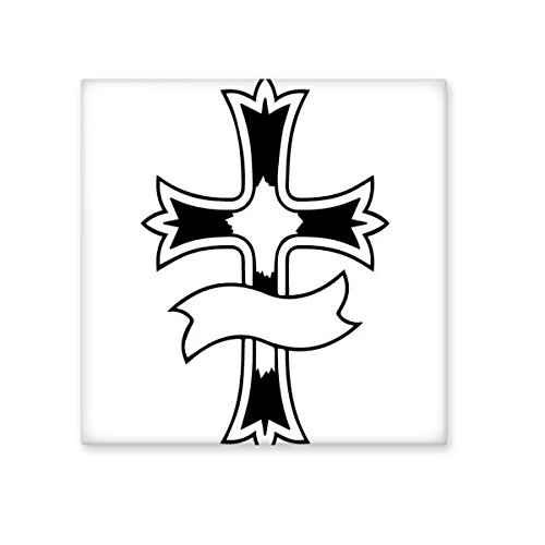 Céramique chrétienne église artisanale avec motif de croix noire noire
