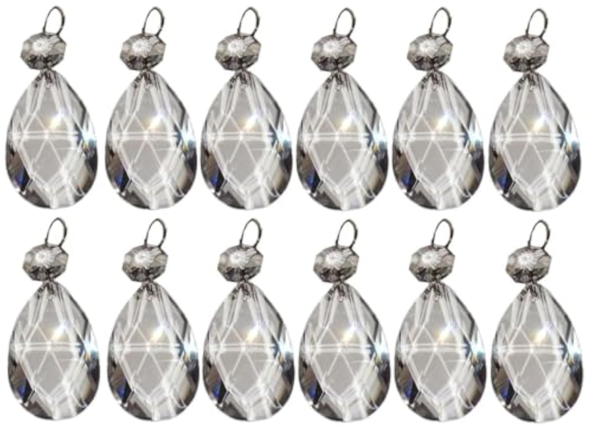 Glass Crystal Chandelier Drops, 50mm Oval Almond Clear