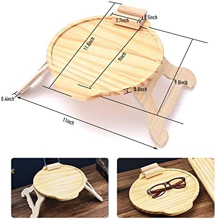 Sofa Arm Tray Table Armrest Tray Bamboo Clip-On Tray Foldable Couch Tray Stable Couch Arm Rest Organizer Round Sofa Clip Table for Drinks Snacks Phone