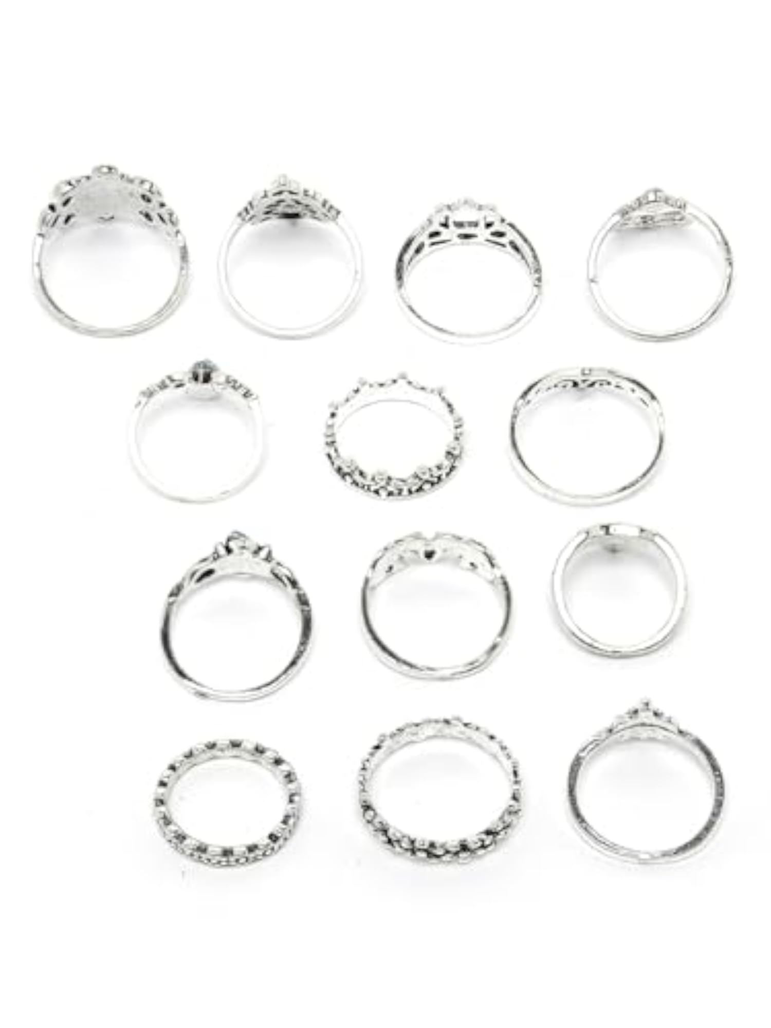 Sparkling Midi Finger Rings Set of 13 - Boho Stackable Knuckle Rings