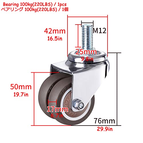 Roulettes à double roue M12 pour stabiliser un meuble instable