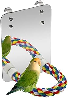 Mygeromon Bird Mirror Perches Rope for Cage Parrot/Budgies/Small Birds/Cockatiels/Parakeet Colorful Stand Toy
