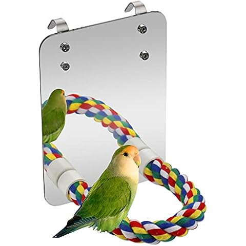 Mygeromon Bird Mirror Perches Rope for Cage Parrot/Budgies/Small Birds/Cockatiels/Parakeet Colorful Stand Toy Cover