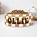 Retro Checkered Custom Dog Food Bowl Ceramic Pet Food Bowl With Name (Large)