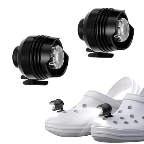 CKDSA 2Pcs Phare pour Croc LED Lumière Sabots Chaussures IPX5 avec 3 d'éclairage réglables Étanches pour Promenade de Chien Camping Nuit Jogging Lecture Convient aux Adultes Enfants cadeaux de Noël