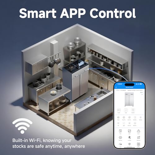 Image of VEECOOL Commercial Refrigerator Freezer Combo WiFi Enabled with Smart App Control, 48 inch W 36 Cu.Ft Dual Temperature Stainless Steel Upright Fridge and Freezer Combo for Restaurant, Garage, Kitchen