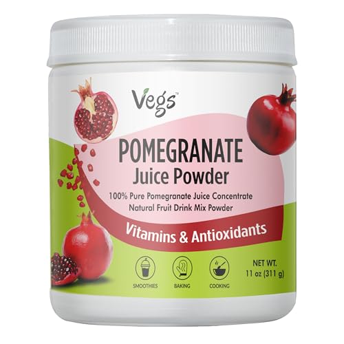 Vegs Pomegranate Juice Powder - Organic Pomegranate Fruit Juice Concentrated Antioxidants & Electrolytes - Instant Drink Mix Powder for Hydration, Baking, Flavoring, Sugar Free 11 oz (Pack of 1)