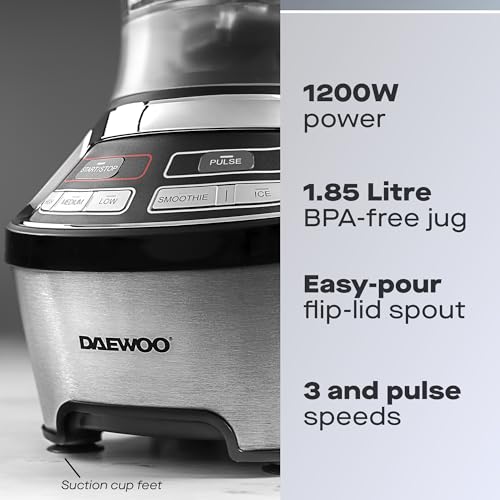 Daewoo Samurai Power Blend Pro 1200W Jug Blender, Ice Crushing & Smoothie Maker, 1.85L Capacity, High-Speed, Multi-Function Blender for Smoothies, Ice, Fruits, and Vegetables - Image 3
