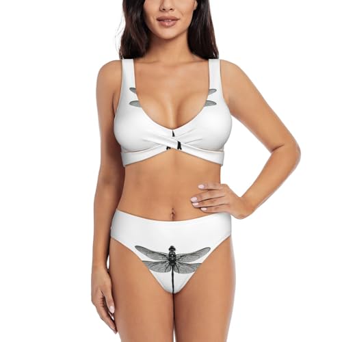 Bikini triangle motif libellule - Maillot de bain deux pièces femme pour la plage