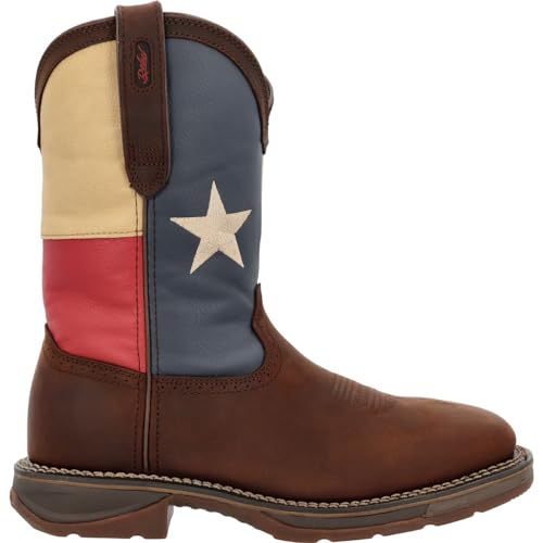Durango® Workin' Rebel™ Texas Flag Steel Toe Work Boot, Dark Brown And Texas Flag, Size 7.5(M)
