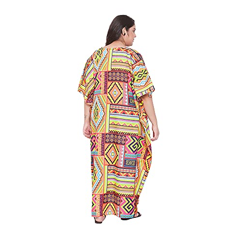 Image of Oussum Women Plus Size Kaftan Kimono Loose Maxi summer dresses for women Beach 3 /4 Sleeve Casual lounge dress Boho