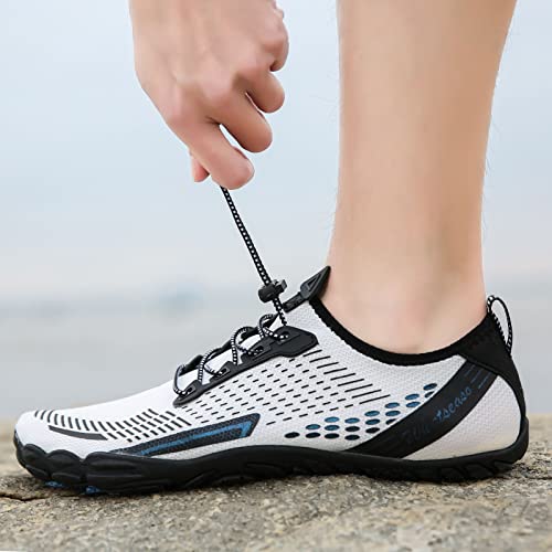 Whatseaso Water Shoes For Women Quick Dry Aqua Barefoot Shoes For Beach Swimming Boating Surfing Diving 8 Women/6.5 Men, White #TOP4