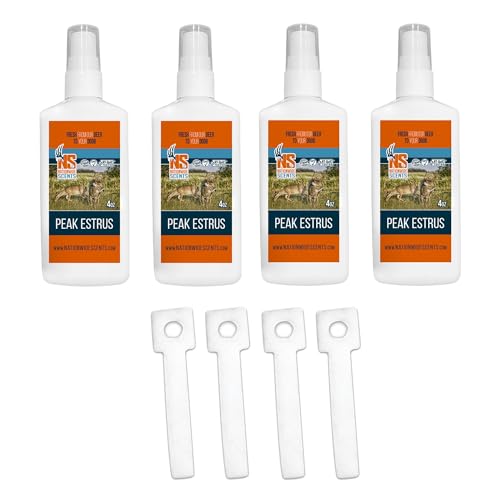 Nationwide Scents Certified Peak Doe Estrus Spray | 4 oz | 4 Bottles | Doe in Heat Urine for Hunting | Deer Scents and Attractants