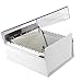 Acrimet 5 X 8 Card File Holder Organizer Box Metal Base Heavy Duty (AZ Index Cards and Divider Included) (White Color with Clear Crystal Plastic Lid Cover)