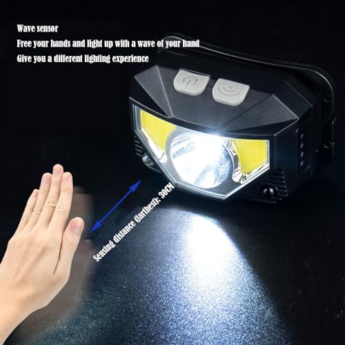 Lampe frontale interrupteur à capteur rechargeable contre le manque de visibilité - 5