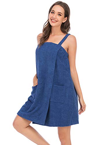 Image of Veseacky Women Bath Wrap Towel for Womens Shower with Pocket Adjustable Spa Robe & Facial Headband