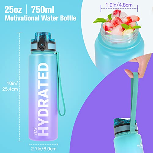 Image of Sahara Sailor Water Bottle, 32 /25 /17oz Durable and Leakproof Water Bottles Motivational with Time Marker, Tritan, BPA Free, Wide Mouth with Easy Clean Brush for Gym, Travel, School, Office (1 Bottle)
