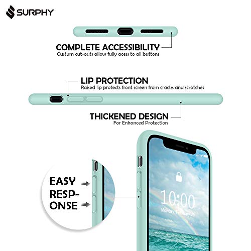 Surphy Designed For Iphone Xs Case And Iphone X Case With Microfiber Lining, Thickened Liquid Silicone Phone Case For Iphone X Xs 5.8 Inches, Mint Green #TOP1