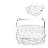 304 Stainless Steel Square 20cm Air Fryer Mesh Basket With Handle,Compatible For Phillips