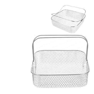 304 Stainless Steel Square 20cm Air Fryer Mesh Basket With Handle,Compatible For Phillips