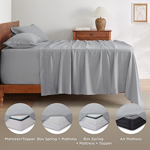 Bedsure Deep Pocket Queen Sheets Set - Fits Mattresses Up To 24" Thick, 4 Piece Air Mattress Sheets With Deep Pocket, Moisture Wicking Soft Cooling Bedding Sheets & Pillowcases, Light Grey #TOP6