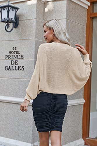Hotouch Womens Open Neck Knit Sweater Long Sleeve Shrugs Casual Lightweight Soft Outerwear Apricot thumb #3