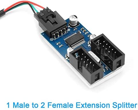 Multibao Motherboard USB 2.0 9pin Header 1 to 2 Extension Hub Splitter Adapter - Converter MB USB 2.0 Female to 2 Female - 30CM 9-pin Internal Cable Connector Adapter Port Multiplier