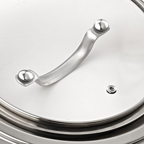Cook N Home Stainless Steel With Glass Center Universal Lid, Fits 8, 10.25, 11, And 12-Inch #TOP6
