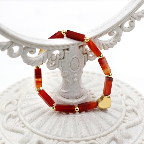 Image of Cuboid Love Elastic Bracelet, Crystal Energy Stone Anxiety Relief Yoga Jewelry for Women Male (Heart-shaped Charm Can Be Customized Name)