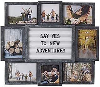 MELANNCO Customizable Letter Board with 8-Opening Photo Collage, 19-Inch-by-17-Inch, Black