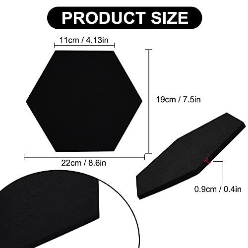 Vuzvuv 6 Pcs Hexagon Bulletin Board with 50 Pushpins & Sticky Note Adhesive Cork Board for Wall，Felt Pin Board for School，Office Decor（Black） - Thumbnail 2