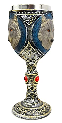 Ebros Gift Alpha Gray Wolf Celtic Magic 7Oz Wine Chalice Goblet Cup Timberwolf Wolves Direwolf Pack Kitchen Party Hosting Decorative For Drinking Beverage #TOP3