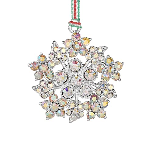Image of Newbridge Silverware LS212 Snowflake with Aurora Borealis Crystals Christmas Tree Decoration