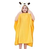 BaronHong Adorable 100% Baumwolle Hood Cartoon Unisex-Baby Bademantel Tier Ohr Cape (Gelb-Giraffe, 70 * 140CM)