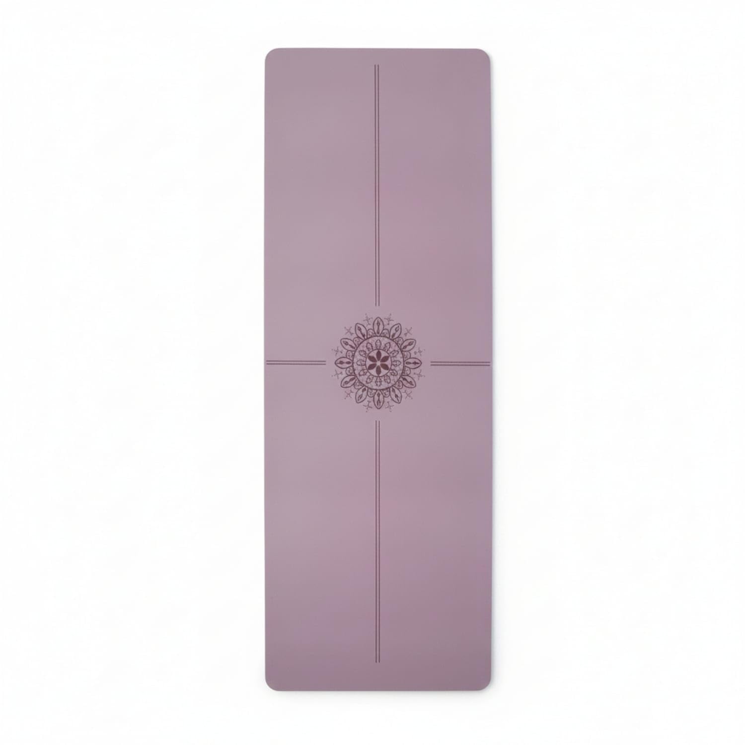 Center Medallion Pattern Exercise Mat Solid Color Alignment Exercise Mat, Taro Purple, Double Line-picture-12