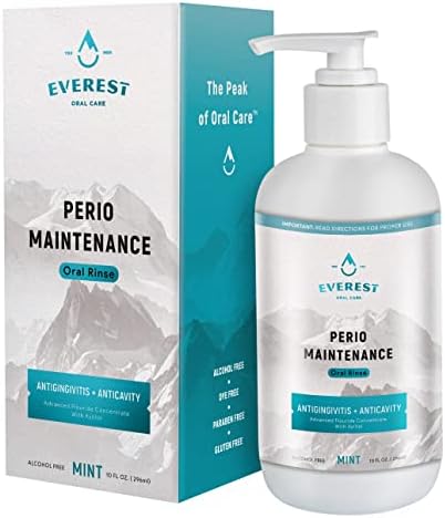 Perio Maintenance Alcohol Free Mouthwash – Concentrated Mouthwash for Bad Breath, Plaque, Sensitive Teeth, and Gingivitis or Gum Disease - Fresh Mint Flavored Fluoride Rinse by Everest Oral Care