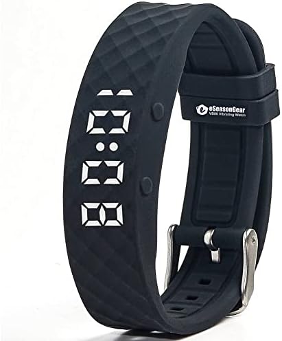 VB80 Vibrating Alarm Watch, Silent Vibration Shake Wake ADHD Medication Reminder: Black-Large
