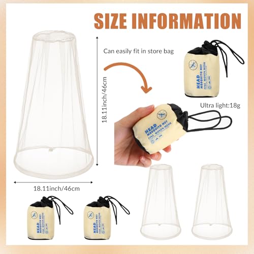 Namalu 2 Stück Mückennetz Kopfnetz Moskito Kopfnetz mit Tragetasche Fliegennetz für Gesicht für Outdoor Wandern Camping Imkerei Fliegen Midges Insekten(Beige)