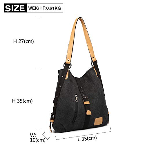 Kono Dames canvas handtas rugzak vrouwen schoudertas shopper tas vintage hobo schoudertas voor werk school reizen - Image 6