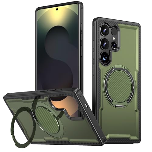 For Galaxy S24 Plus �p �P�[�X MagSafe�Ή� 360°��]�X�^���h �c�����Ή� PC�f�� �ϏՌ� �M�����N�V�[S24 Plus �J�o�[ �}�O�Z�[�t�Ή� �����O �X�^���h�@�\ �}�O�l�b�g���� ������ �S�ʕی� �Ռ��z�� ����~�� �J