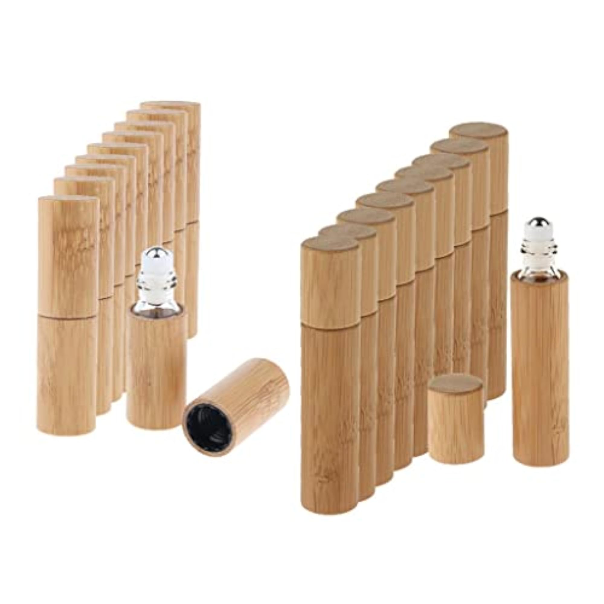 20 Pcs Handmade Bamboo Refillable Empty Essential Oil Makeup Roll on Bottle