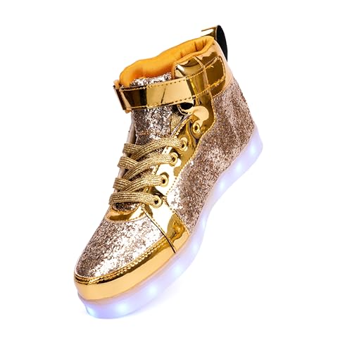 Image of Glitter Led Shoes Light Up Shoes High Top Sneakers for Women Men Flashing Dancing Shoes for Halloween Christmas Party with USB Charging