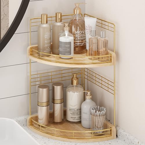 Bathroom Countertop Corner Organizer for Small Spaces, 2-Tier Counter Shelf