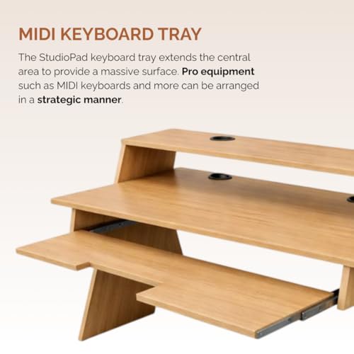 Image of Timber Acoustics StudioPad Mini Music Production Desk for Studio | Professional Music Producer Table for PC, MIDI Keyboard & Audio Setup (3.5' x 2.5') (Natural)