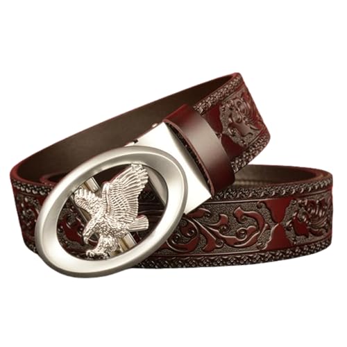 Ceinture à cliquet homme ajustement parfait sans trou sangle noire fleurs 3.5cm