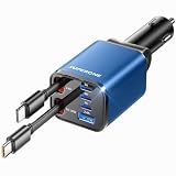 Picture of Retractable Car Charger, SUPERONE 99W Car Phone Charger with Dual Cables