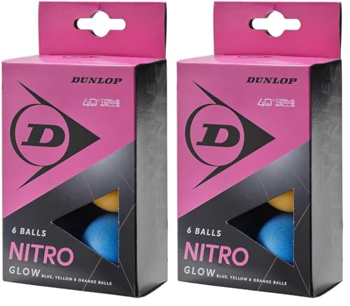Image of Dunlop Nitro Glow 6 Table Tennis Balls multicoloured, Recreational Player Training Balls (Pack of 2)
